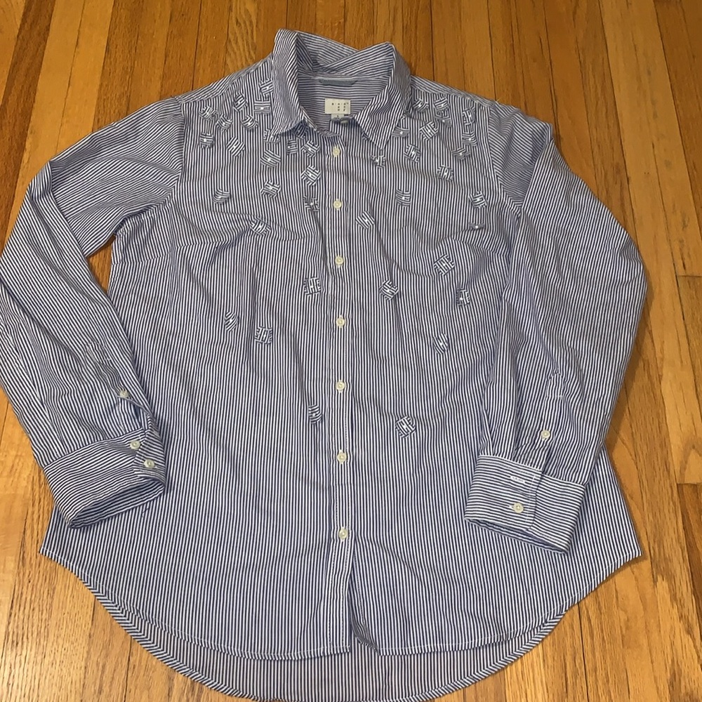 Women’s Blue and White stripe button up